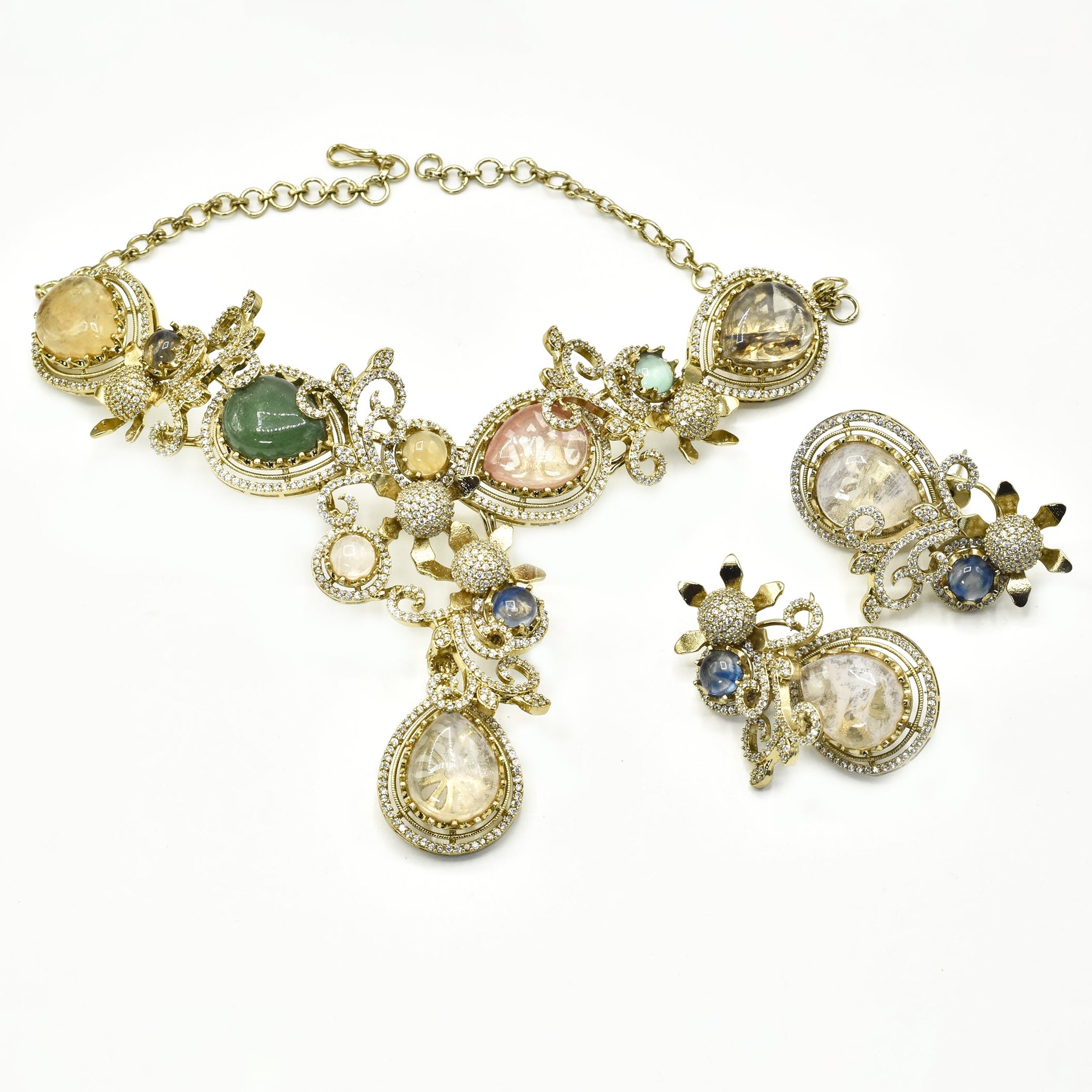 Pranali Garden Muse Multicolor Statement Necklace White - The Pashm