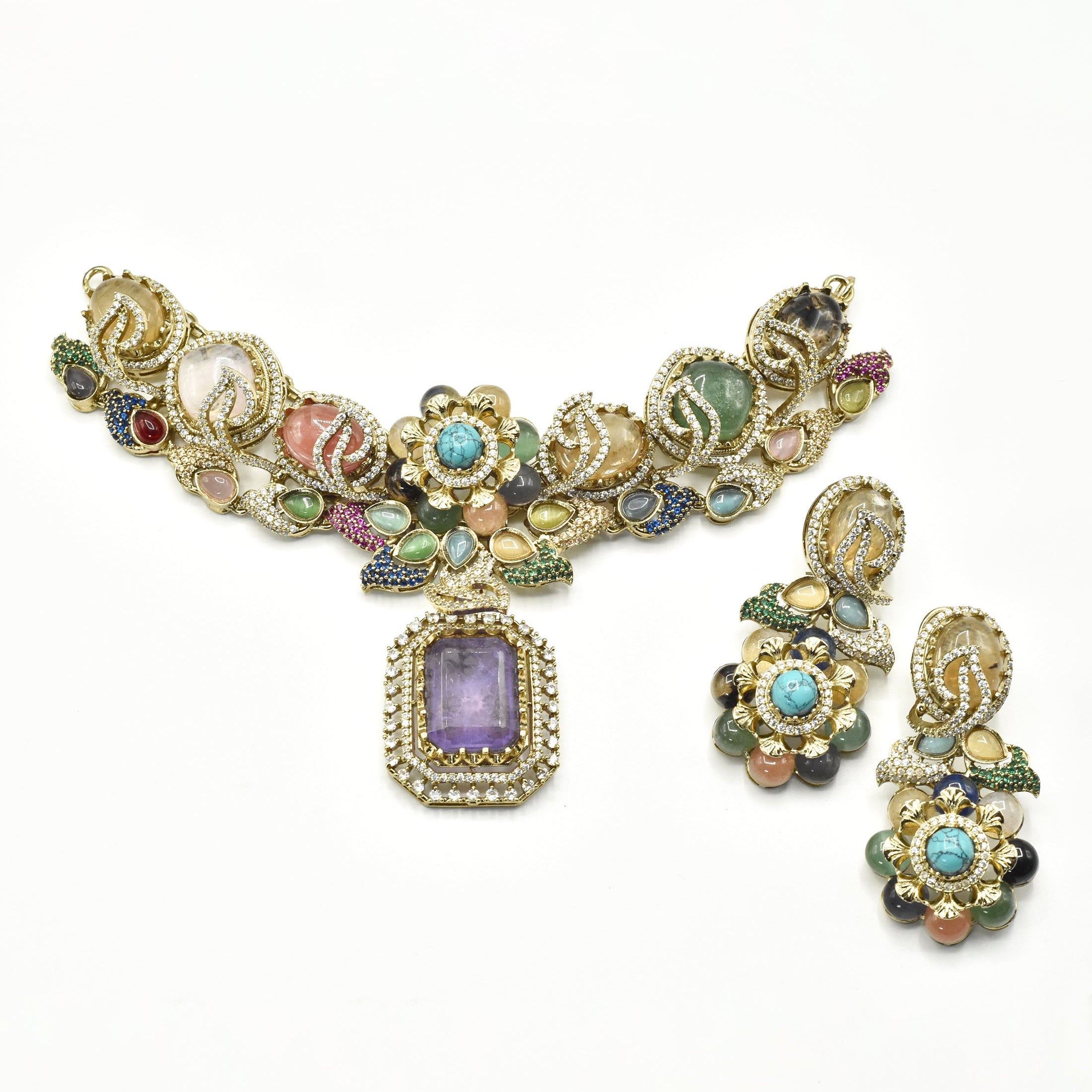 Nirvi Multicolor Statement Choker Purple - The Pashm