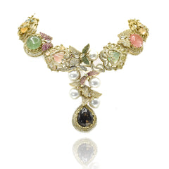 Preeta Pearl Garden Multicolor Statement Necklace Set - The Pashm