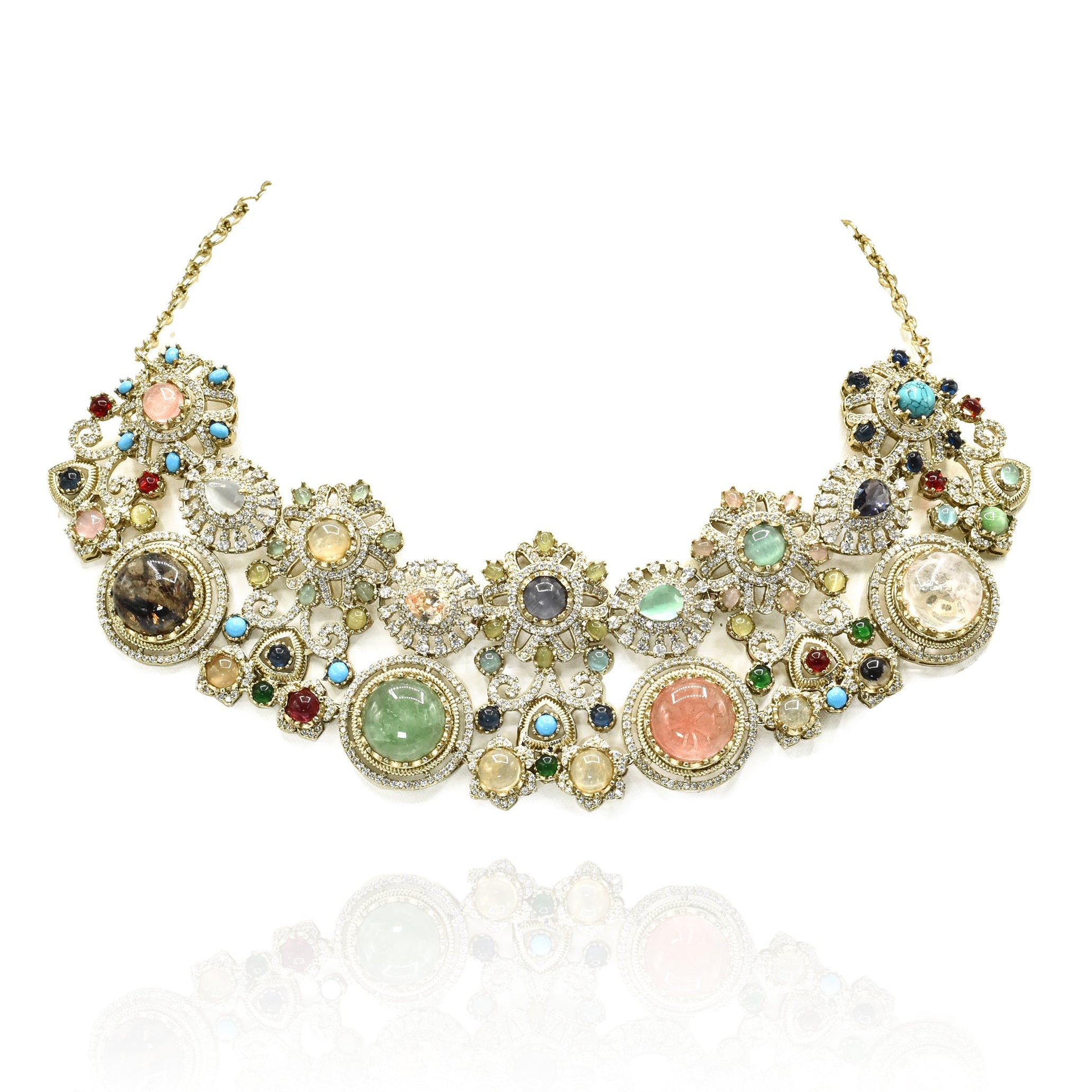 Rishika Garden Mosaic Multicolor Statement Necklace Set - The Pashm