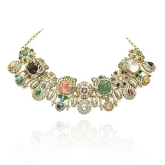 Meera Royal Treasure Multicolor Cabochon Necklace Set - The pashm