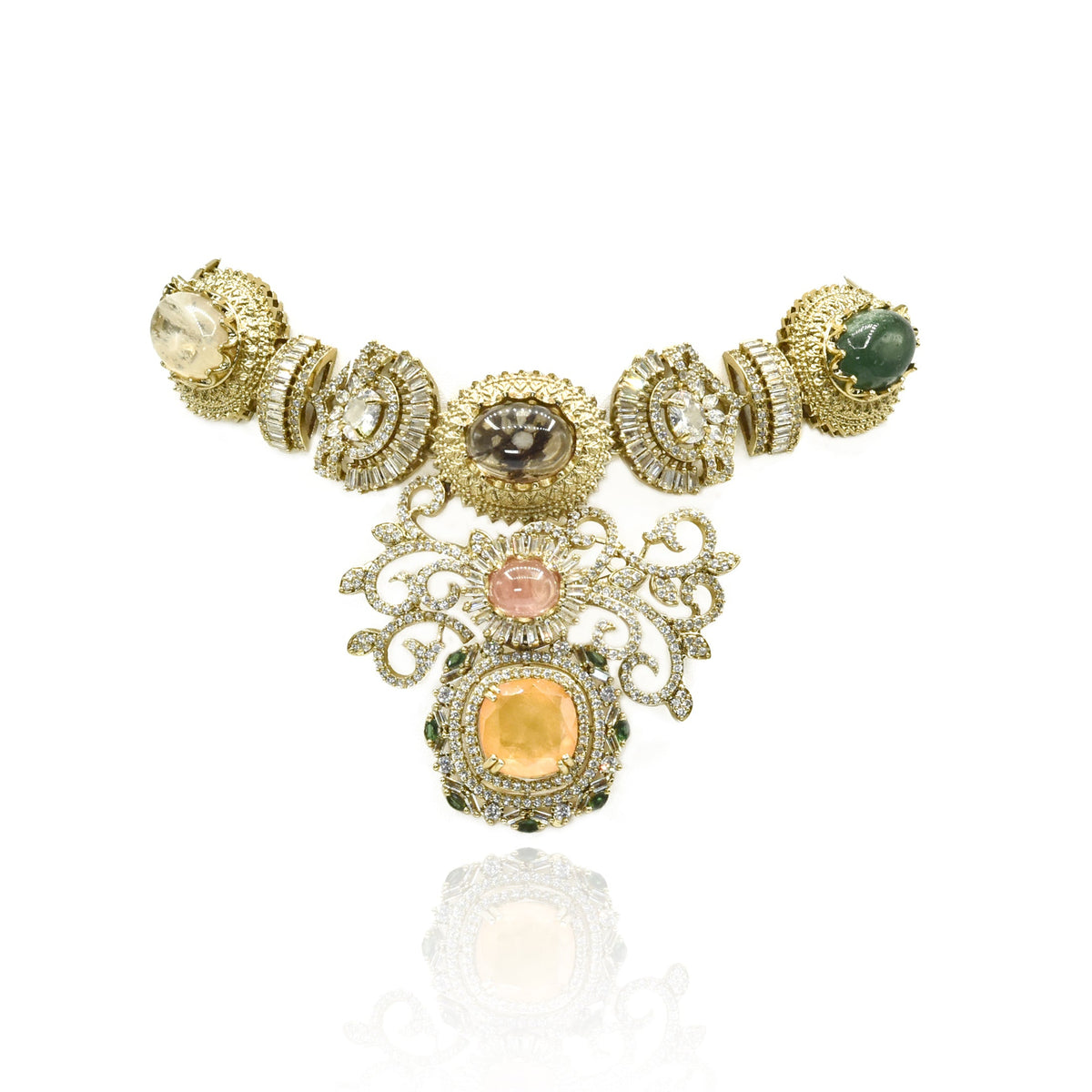 Chandrika Amber Garden Cabochon Statement Choker - the pashm