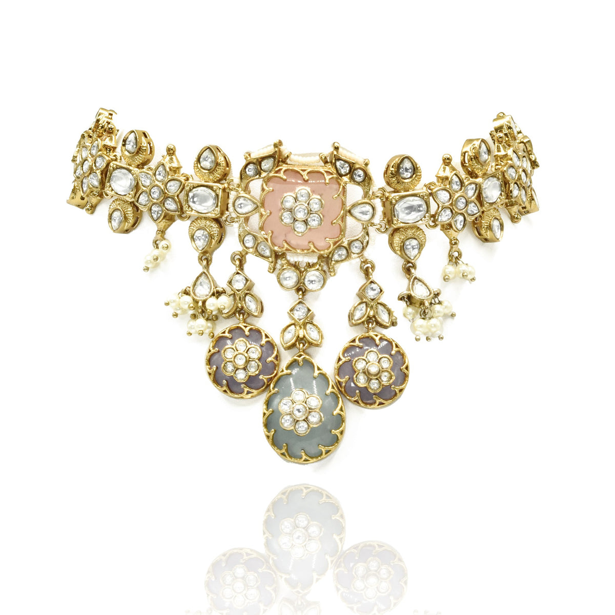 Mishthi Pastel Polki & Pearl Statement Choker - The pashm