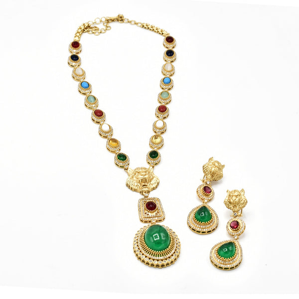 Amisha Multicolor Lion Necklace Set - The Pashm