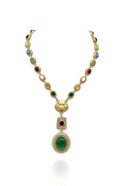 Amisha Multicolor Lion Necklace Set  - The pashm