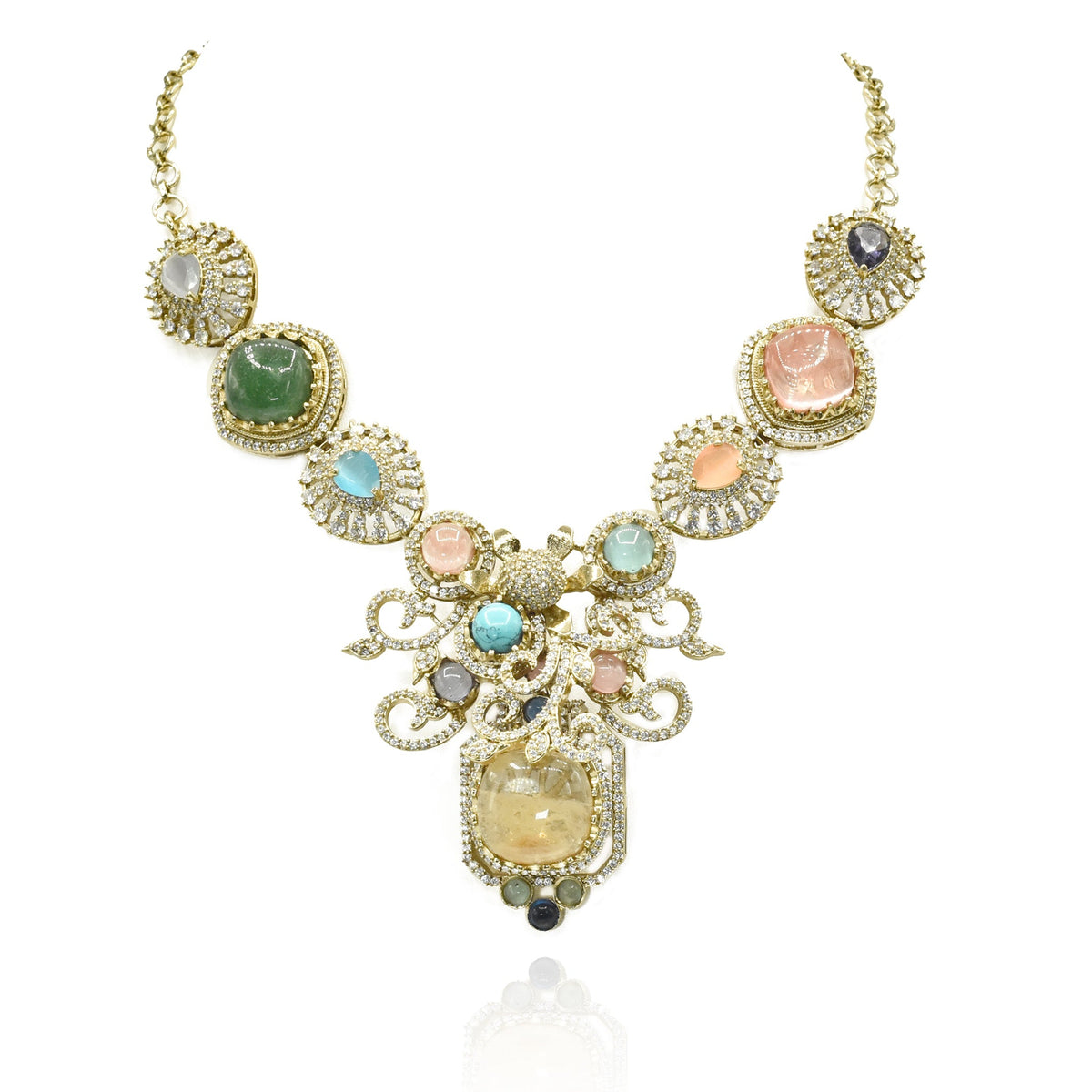 Raakhee Honey Garden Multicolor Statement Necklace Set - The pashm
