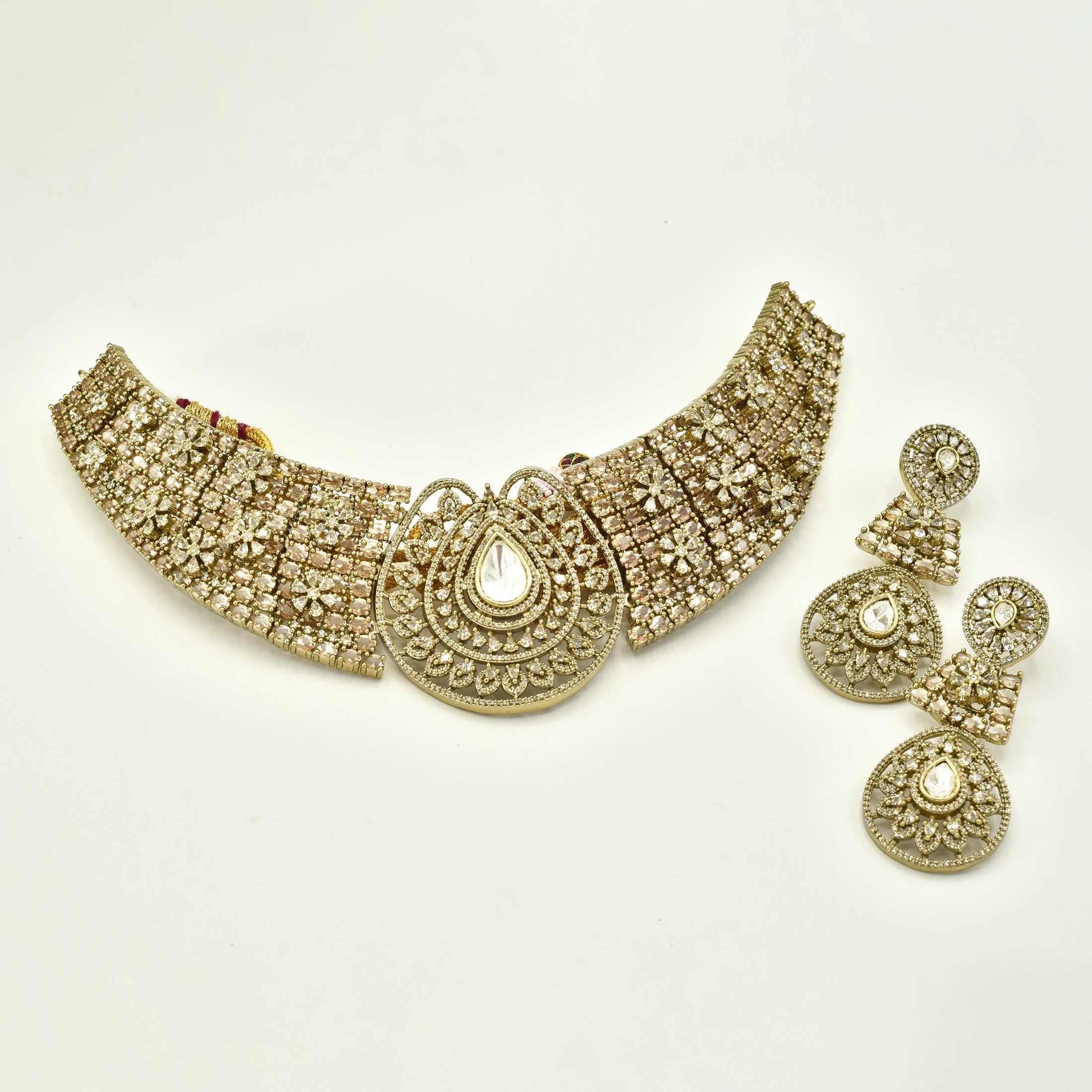 Shazmeen Gold American Diamond & Kundan Statement Choker Set