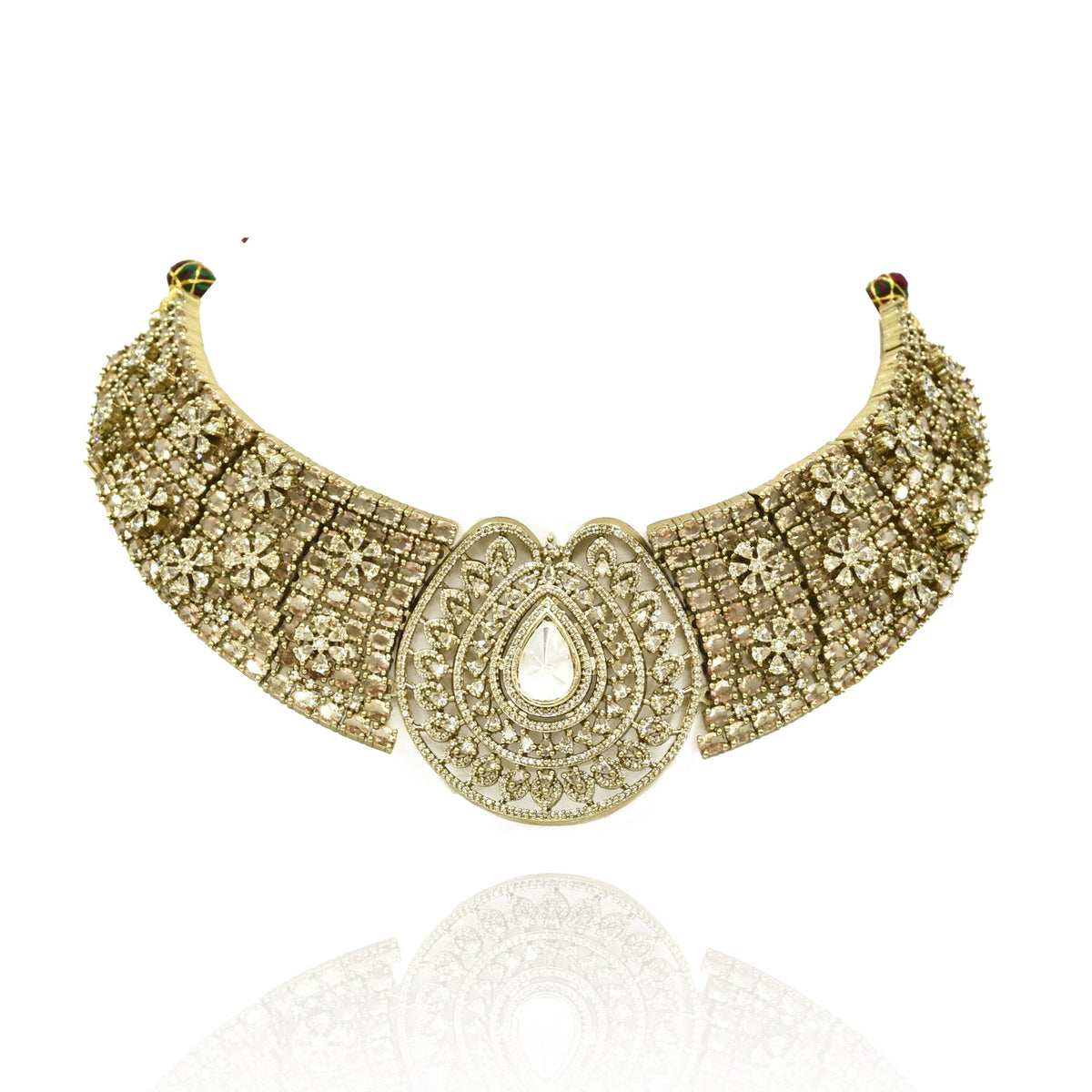 Shazmeen Gold American Diamond & Kundan Statement Choker Set
