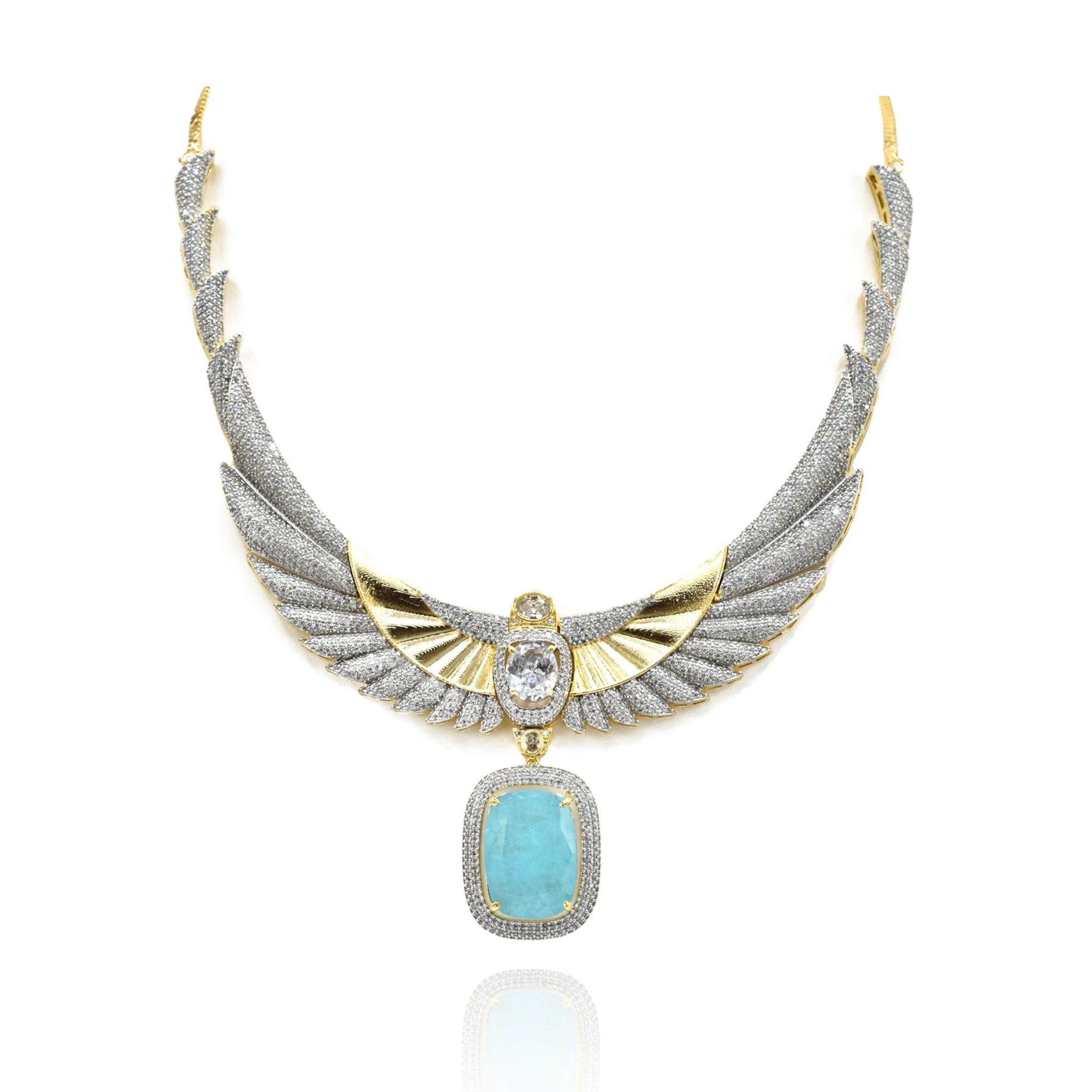 Tisha Studded Necklace Sky Blue - The Pashm