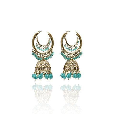 Lalita Jhumka Earrings Sky Blue- The Pashm