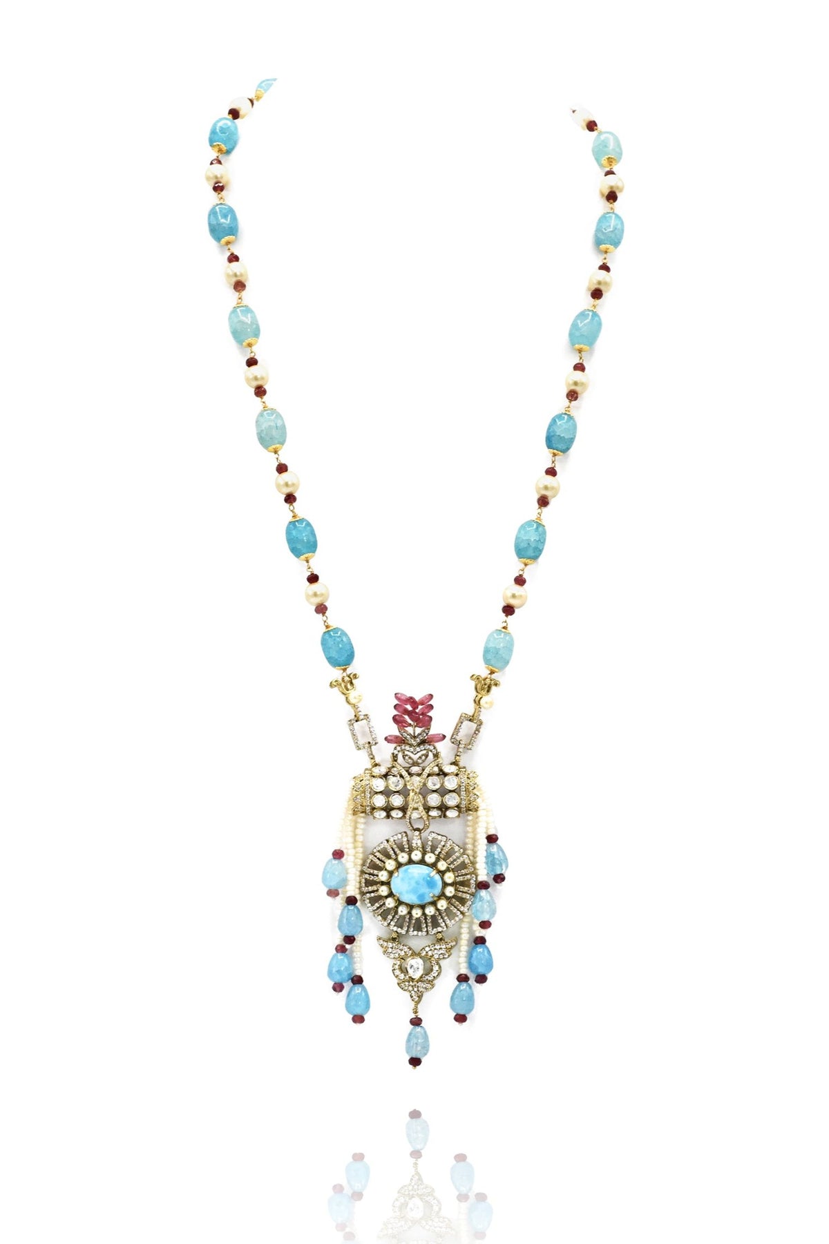 Barkha Sky Blue Necklace Set - the pashm