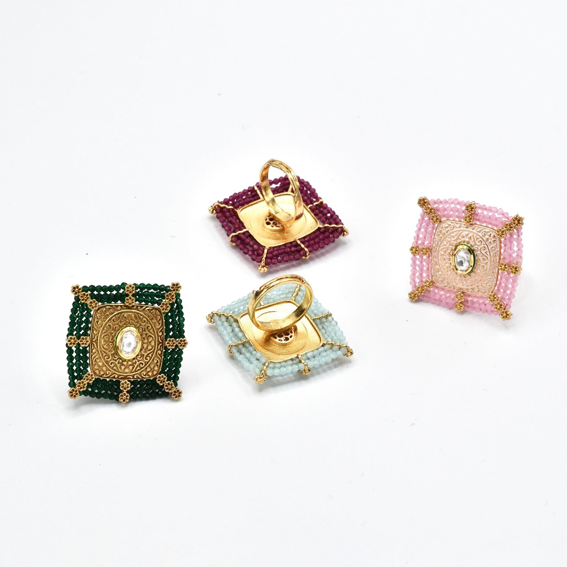 Anaam Beaded Square Ring - The Pashm