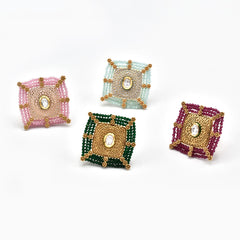 Anaam Beaded Square Ring - The Pashm