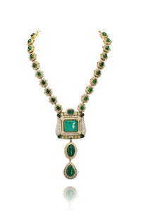 Aida Green Encrusted Necklace Set - The PASHM