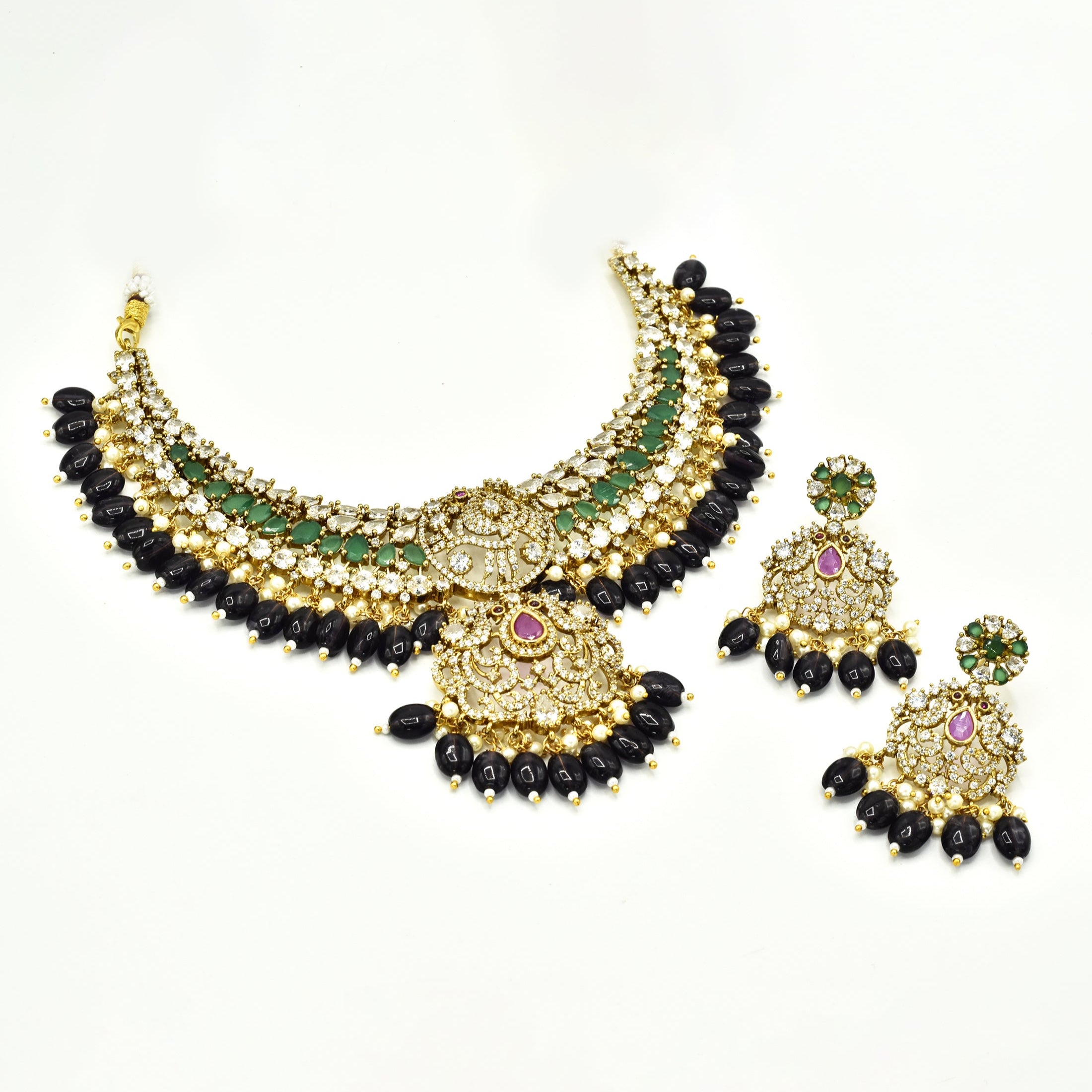 Jivya Encrusted Peacock Necklace Set - The Pashm