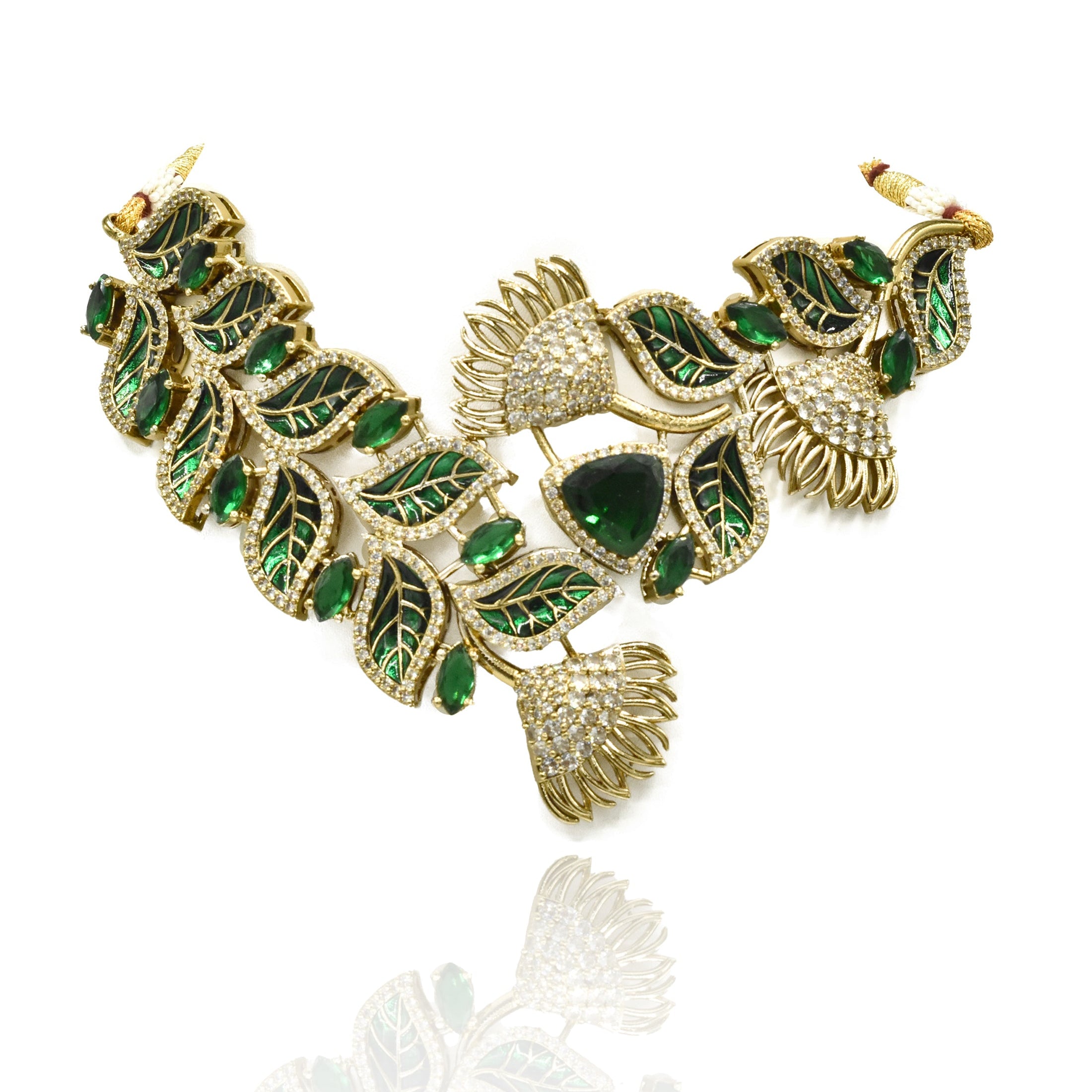 Emerald Leaf Statement Necklace- The Pashm