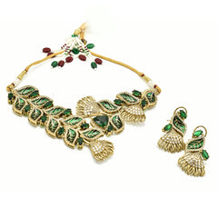 Emerald Leaf Statement Necklace- The Pashm