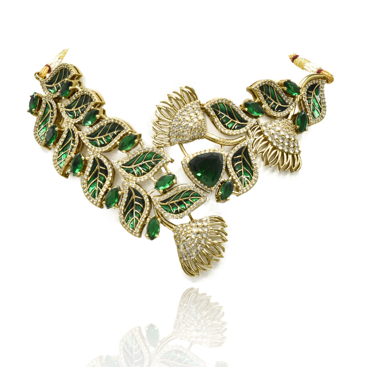 Emerald Leaf Statement Necklace- The Pashm