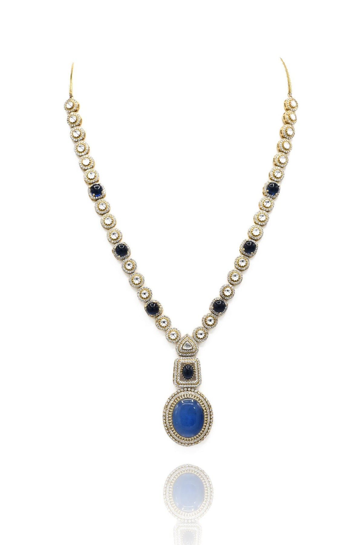 Celine Crystal Encrusted Necklace Blue - The Pashm