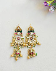 Ruhani Temple Polki Long Earrings - The Pashm