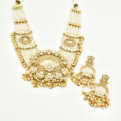 Neeshika Antique Gold Polki Pearl Set - The pashm