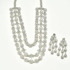 Klea Triple Layer American Diamond Necklace Set - The Pashm