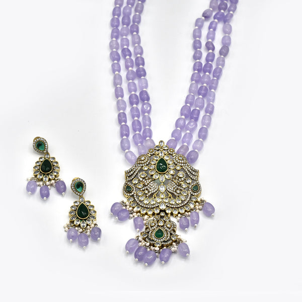 Pratyusha Antique Lavender Pendant Set - The Pashm