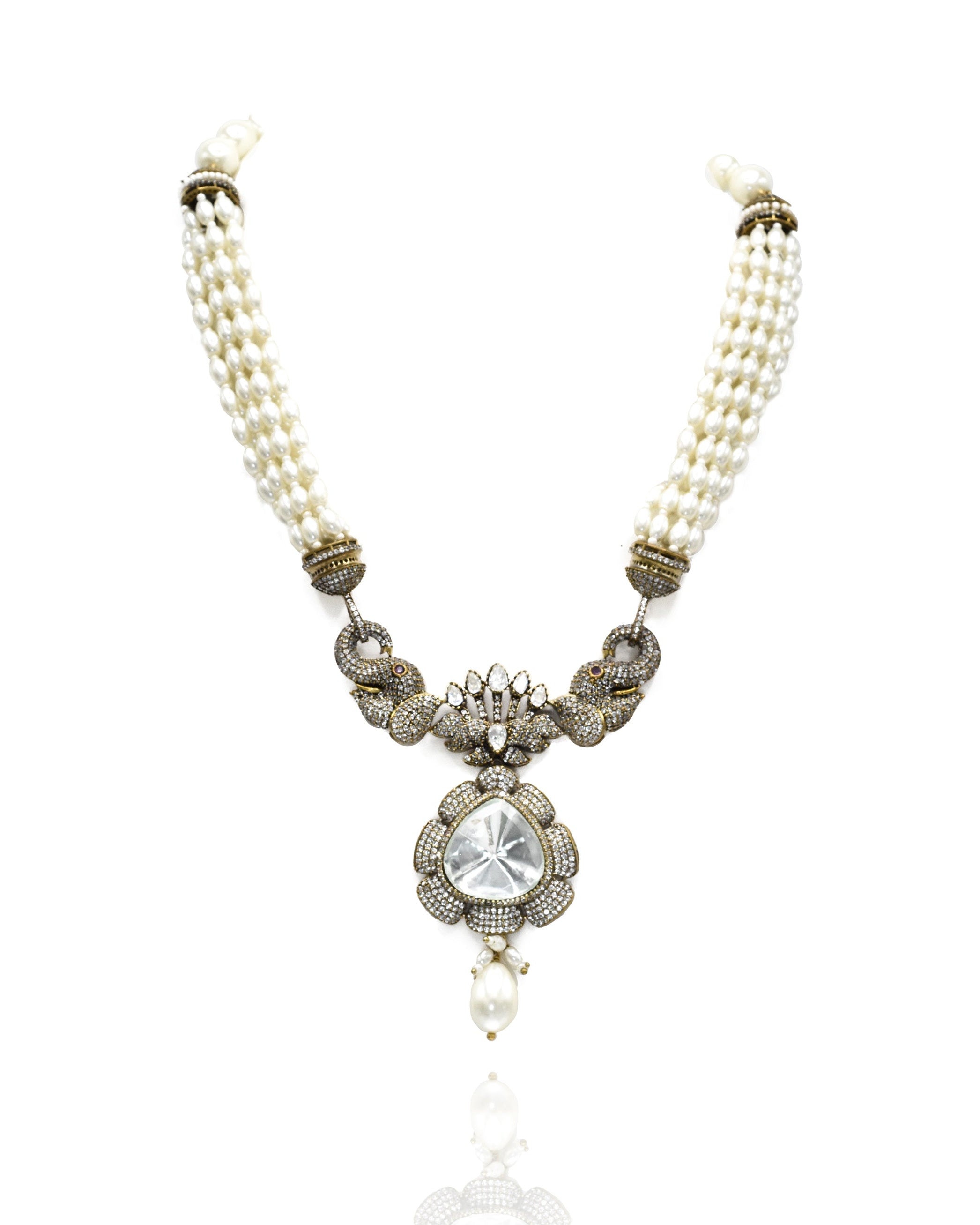 Ipsa Pearl Antique Studded Necklace Set - The Pashm