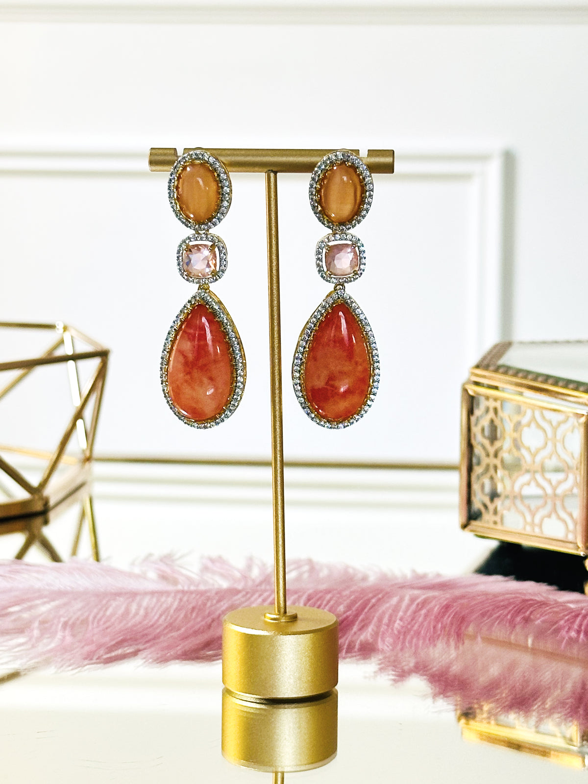 Kaveri Orange Stone Earrings
