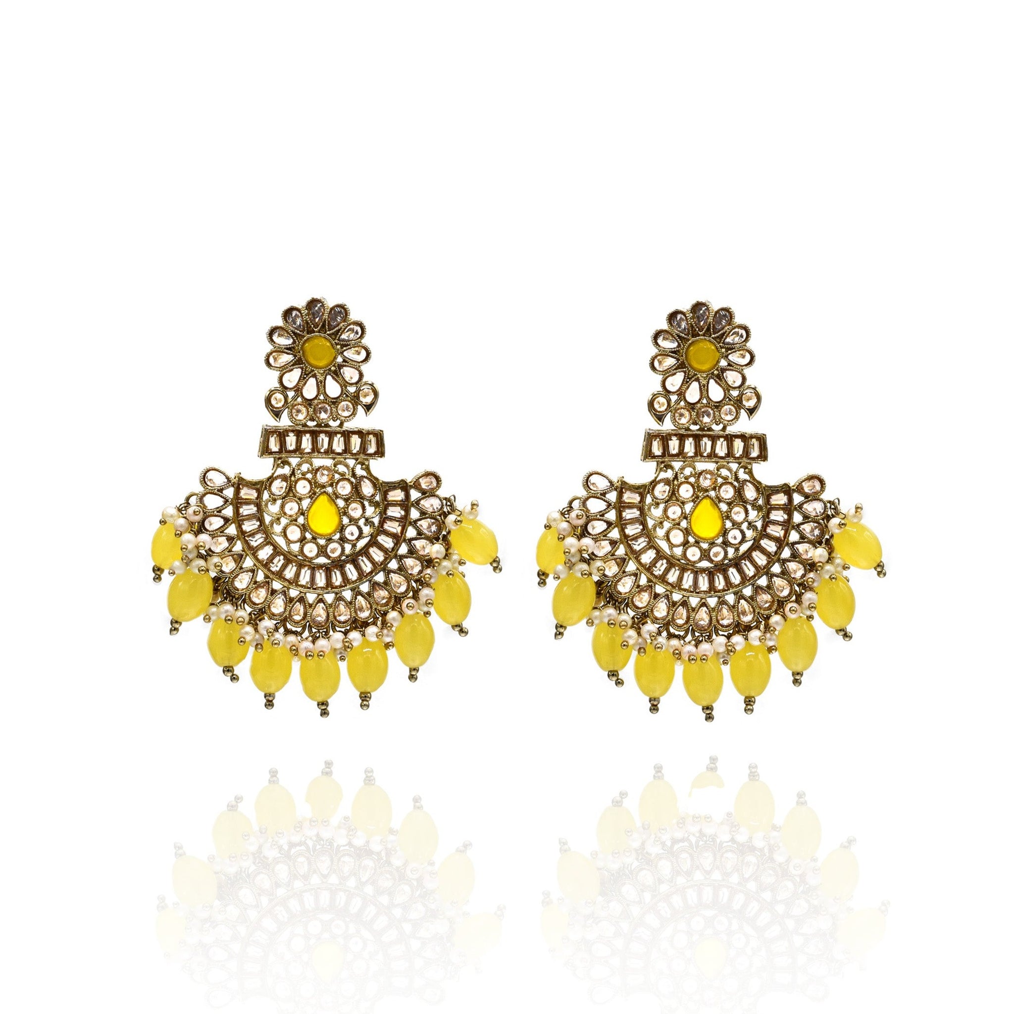 Piya Jarkan Earrings Yellow - The Pashm