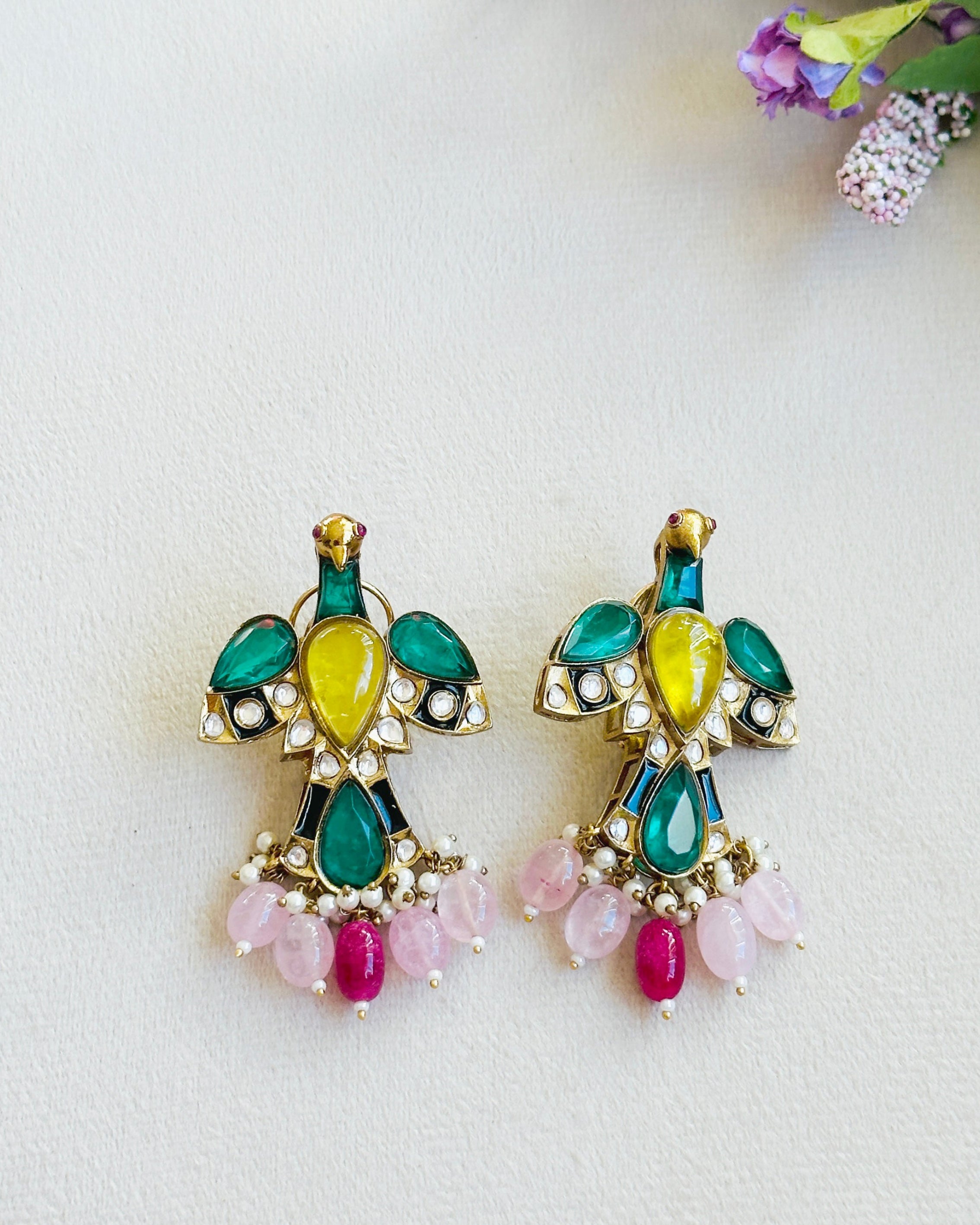 Enayat Bird Motif Statement Earrings - The pashm