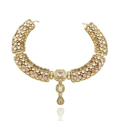 Zaeya Blush Pink American Diamond Statement Necklace Set