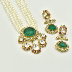 Nilma Pearl String Moissanite Crystal Necklace Set - The Pashm