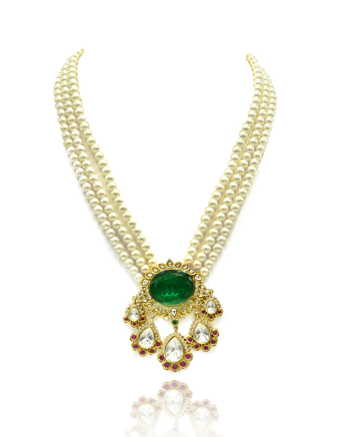 Nilma Pearl String Moissanite Crystal Necklace Set - The Pashm