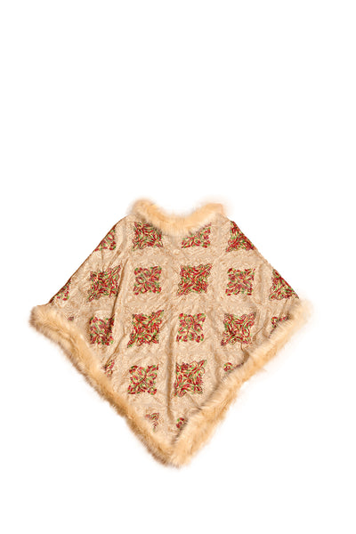Moroccon Pattern Faux-Fur Poncho - The Pashm