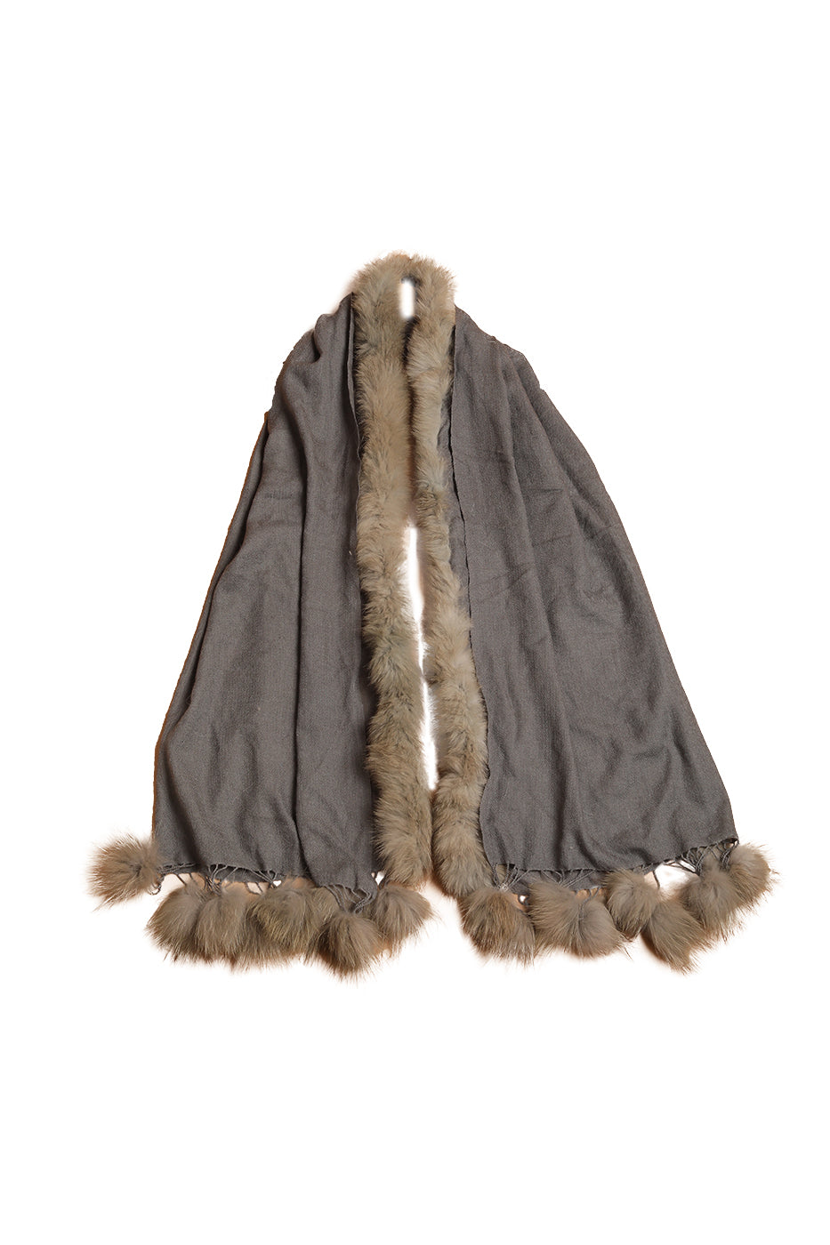 Faux fur Pompom Pashmina Shawl - The Pashm