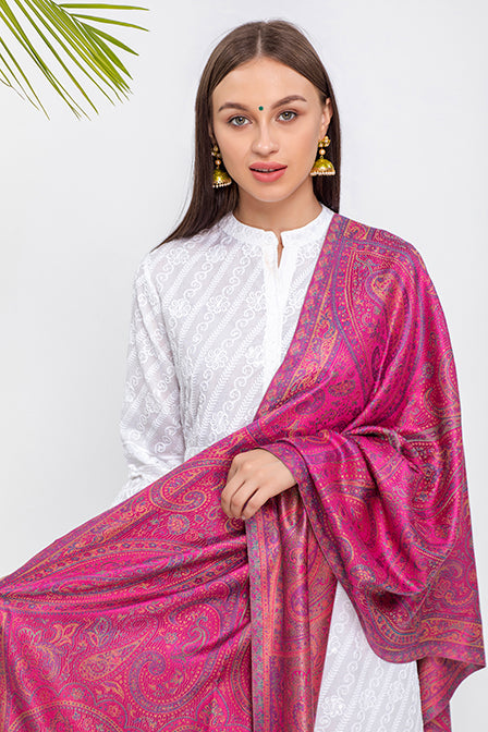 Magenta Pink Paisley Wrap - The Pashm