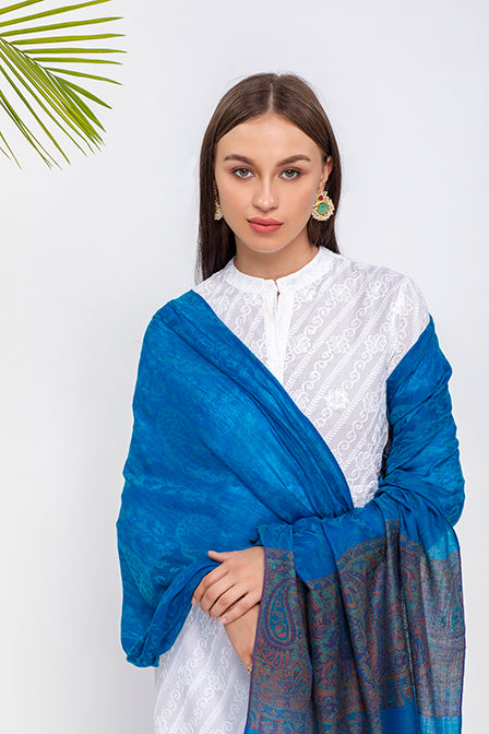 Paisley And Floral Kani Border Wrap - The Pashm