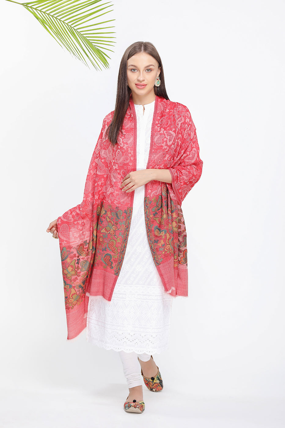 Butterfly Border Kani Pashmina Stole - The Pashm