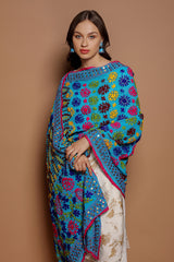 Blue Heavy Floral Phulkari - The Pashm