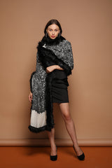 Embellished Embroidery Faux Fur Pashmina Shawl - The Pashm