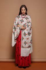 Diamond Pattern Embroidered Pashmina Shawl - The Pashm