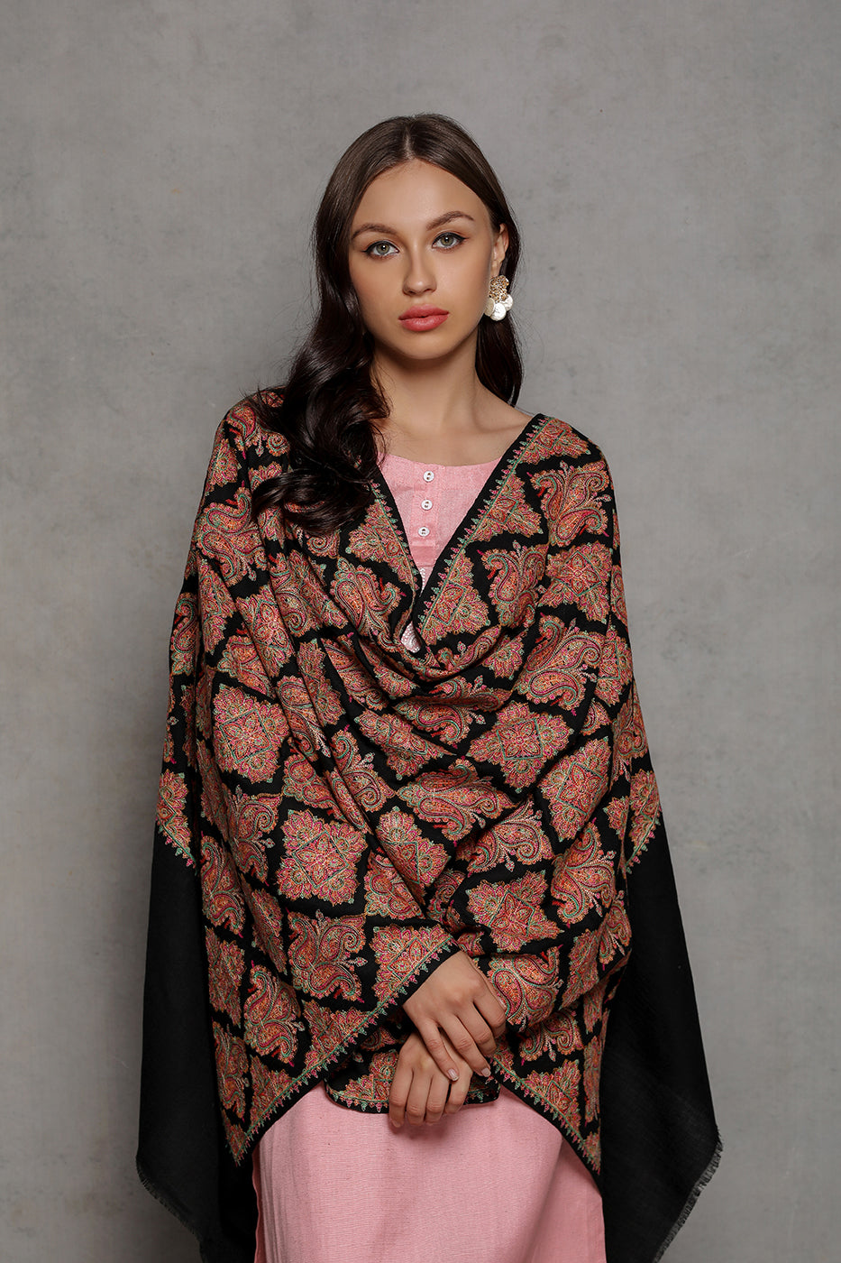 Diamond Paisley Sozni Pashmina Stole - The Pashm