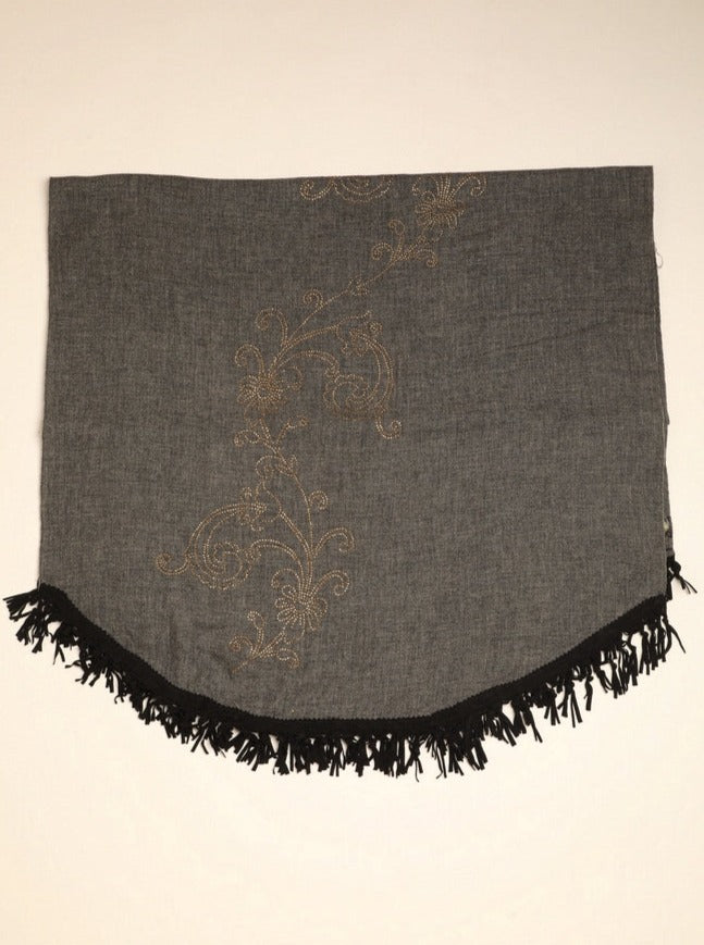 Embellished Pure Suede Fringe Shawl