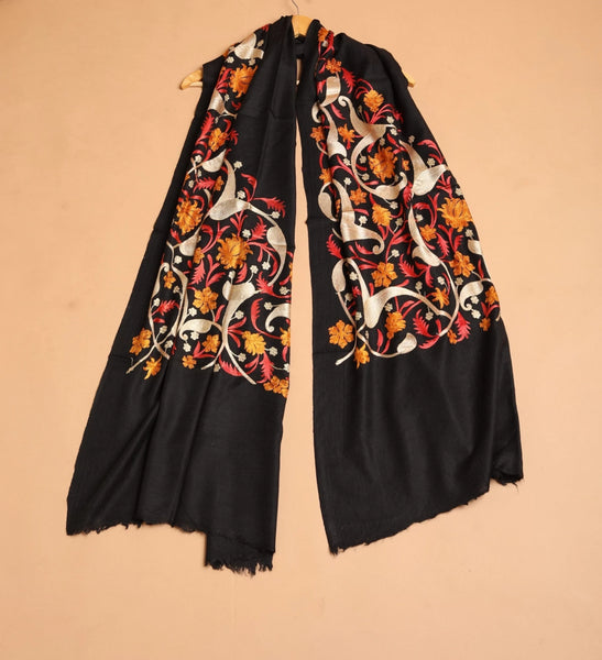 Corner Embroidered Cashmere Wrap - The Pashm