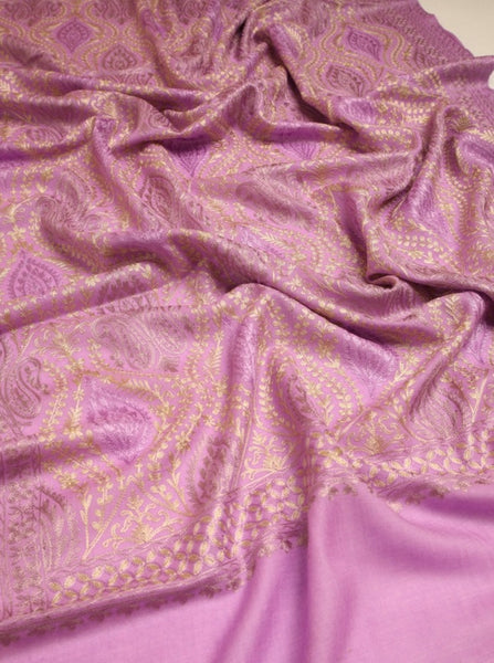 Lavender Embroidered Shawl - The Pashm
