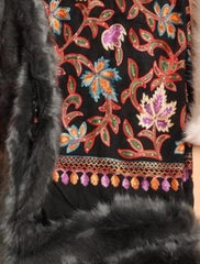 Embellished Embroidery Faux Fur Pashmina Shawl - The Pashm