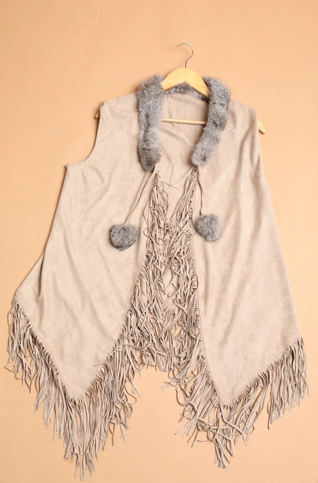 Suede Fringe Poncho - The Pashm