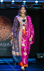 Floral Kani Wool Shawl - Navy Blue - The Pashm