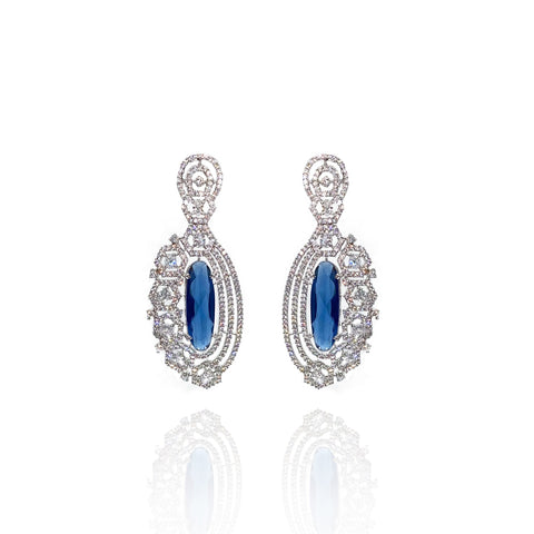 Kyra Zirconia Earrings Blue - The Pashm